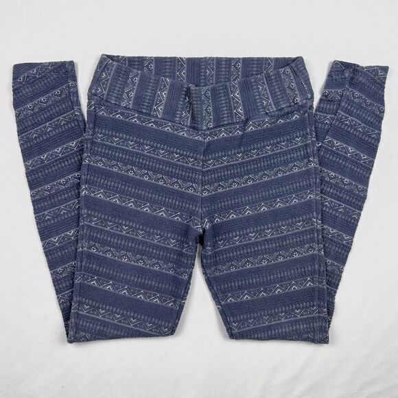 Columbia Small Textured Print Blue Ruched Leggings - Picture 1 of 6